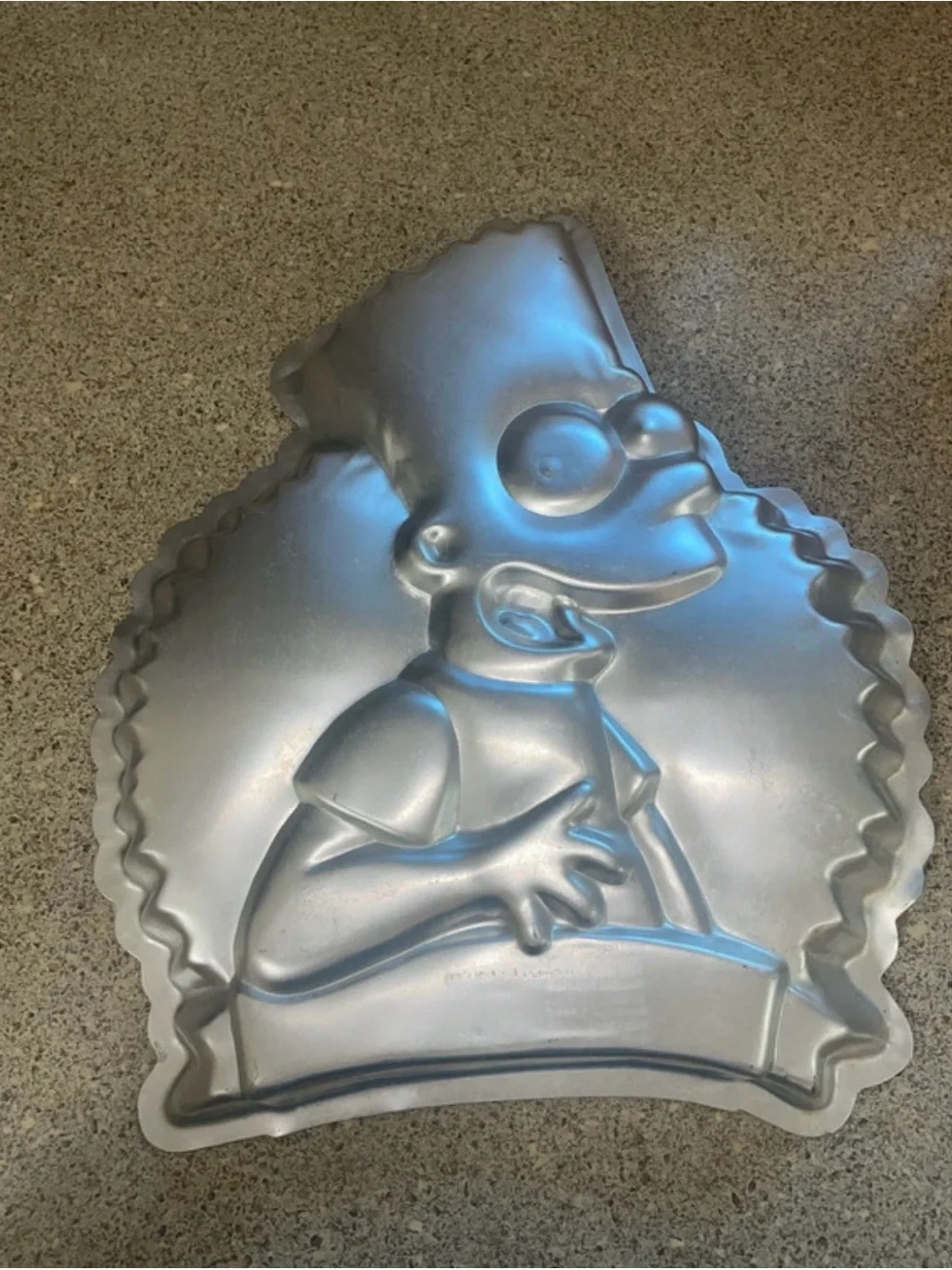 Vintage 1990s Silver Bart Simpson Character Cake Pan - Home Kitchen Bakeware